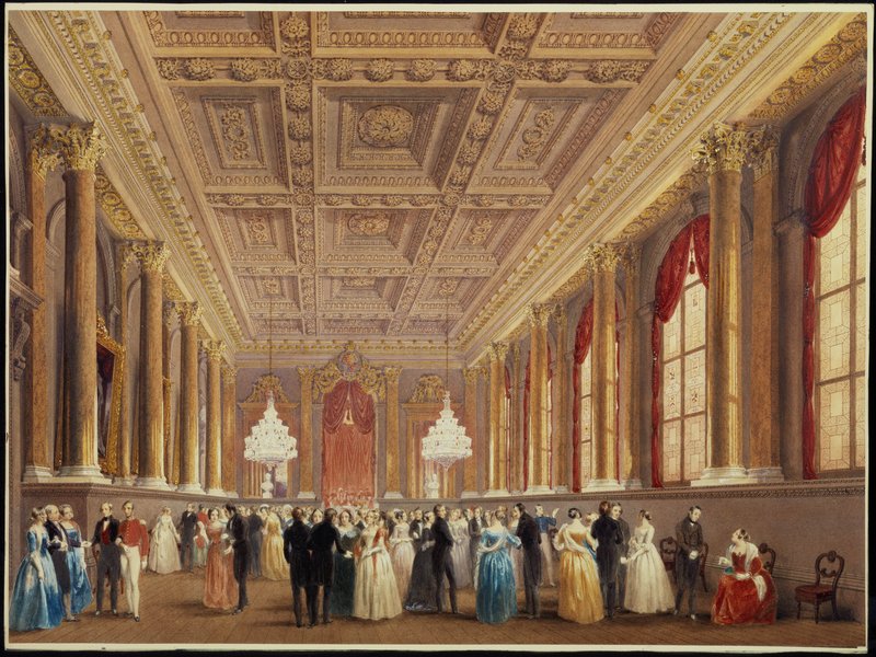 A ball in the Livery Hall, c.1840, watercolour, by Arthur Melville