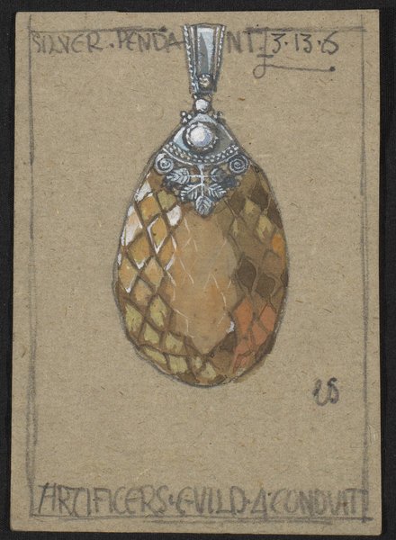 An Artificers’ Guild design for a silver-mounted pendant, circa 1910