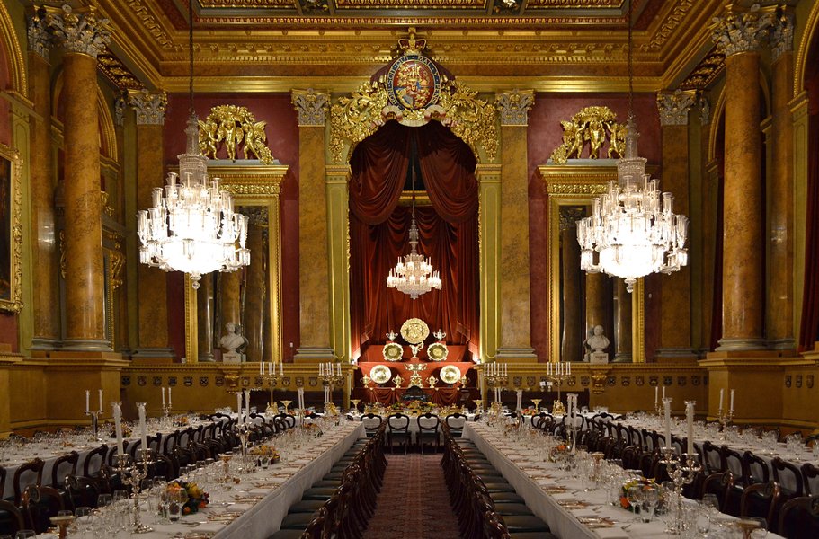 The Livery Hall, set for a dinner.