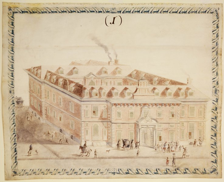 Watercolour of the Second Hall, 1692, from Ward's Survey