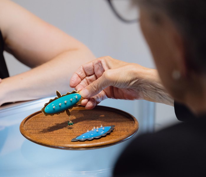 Brooches by Ella Fearon-Low, Goldsmiths' Fair graduate 2021. Photograph: Lucinda Emms.