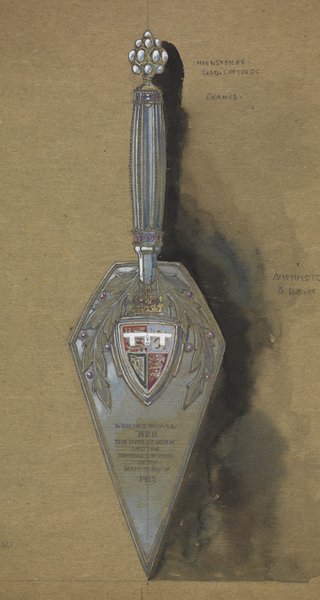 Artificers' Guild design for a trowel to be used by H.R.H. the Duke of York, c. 1922