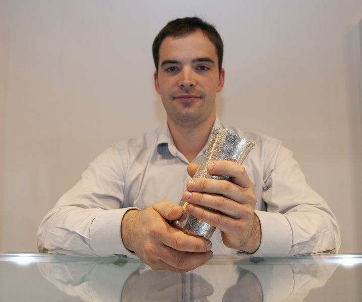 Patrick Davison holding the Alabastron Vessel