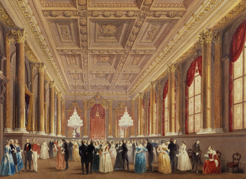 A ball in the Livery Hall, c.1840, watercolour, by Arthur Melville